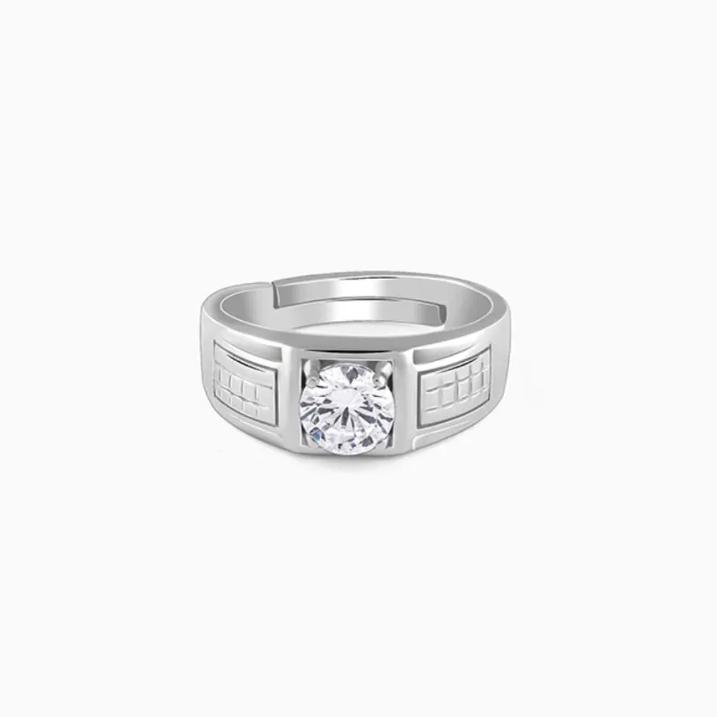 Silver Classic Stud Ring For Him